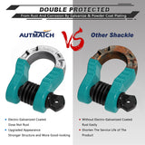 AUTMATCH Shackles 3/4" D Ring Shackle (2 Pack) 68,000Ibs Break Strength with Shackle Isolator & Washers Kit Teal & Black