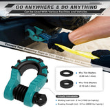 AUTMATCH Shackles 3/4" D Ring Shackle (2 Pack) 68,000Ibs Break Strength with Shackle Isolator & Washers Kit Teal & Black
