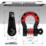 AUTMATCH Shackles 3/4" D Ring Shackle (2 Pack) 68,000Ibs Break Strength with Shackle Isolator & Washers Kit Black