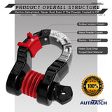 AUTMATCH Shackles 3/4" D Ring Shackle (2 Pack) 68,000Ibs Break Strength with Shackle Isolator & Washers Kit Black