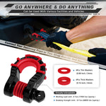 AUTMATCH Shackles 3/4" D Ring Shackle (2 Pack) 68,000Ibs Break Strength with Shackle Isolator & Washers Kit Black