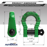 AUTMATCH Shackles 3/4" D Ring Shackle (2 Pack) 68,000Ibs Break Strength with Shackle Isolator & Washers Kit Dark Green & Black