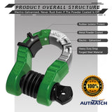 AUTMATCH Shackles 3/4" D Ring Shackle (2 Pack) 68,000Ibs Break Strength with Shackle Isolator & Washers Kit Dark Green & Black