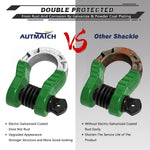 AUTMATCH Shackles 3/4" D Ring Shackle (2 Pack) 68,000Ibs Break Strength with Shackle Isolator & Washers Kit Dark Green & Black