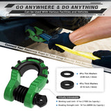 AUTMATCH Shackles 3/4" D Ring Shackle (2 Pack) 68,000Ibs Break Strength with Shackle Isolator & Washers Kit Dark Green & Black