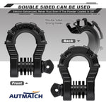 AUTMATCH Shackles 3/4" D Ring Shackle (2 Pack) 68,000Ibs Break Strength with Shackle Isolator & Washers Kit Frosted Black