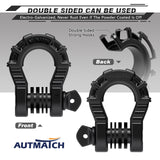 AUTMATCH Shackles 3/4" D Ring Shackle (2 Pack) 68,000Ibs Break Strength with Shackle Isolator & Washers Kit Frosted Black