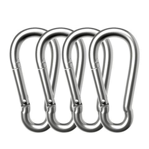 AUTMATCH Carabiner Clips, 3" Stainless Steel Spring Snap Hook Caribeener Clips Buckle Pack Grade Heavy Duty Carabiners Quick Link for Camping, Fishing, Hiking, Traveling, Silver, 4 Pack