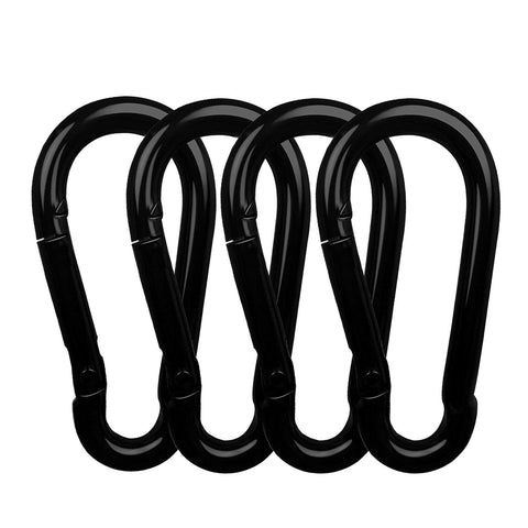 AUTMATCH Carabiner Clips, 3" Carbon Steel Spring Snap Hook Caribeener Clips Buckle Pack Grade Heavy Duty Carabiners Quick Link for Camping, Fishing, Hiking, Traveling, Black, 4 Pack