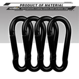 AUTMATCH Carabiner Clips, 3" Carbon Steel Spring Snap Hook Caribeener Clips Buckle Pack Grade Heavy Duty Carabiners Quick Link for Camping, Fishing, Hiking, Traveling, Black, 4 Pack