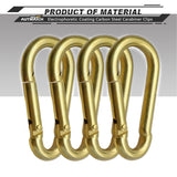 AUTMATCH Carabiner Clips, 3" Carbon Steel Spring Snap Hook Caribeener Clips Buckle Pack Grade Heavy Duty Carabiners Quick Link for Camping, Fishing, Hiking, Traveling, Gold, 4 Pack