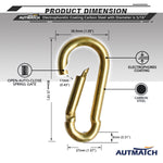 AUTMATCH Carabiner Clips, 3" Carbon Steel Spring Snap Hook Caribeener Clips Buckle Pack Grade Heavy Duty Carabiners Quick Link for Camping, Fishing, Hiking, Traveling, Gold, 4 Pack