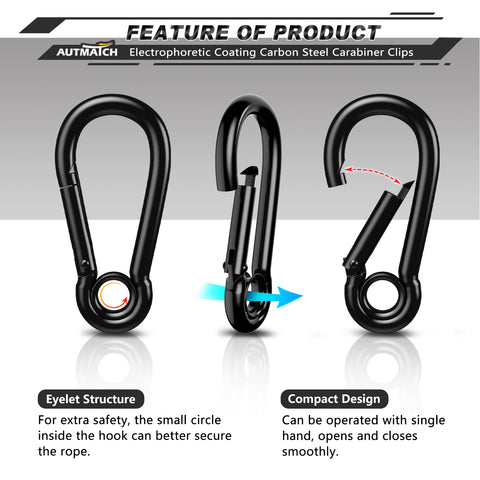  5 Pack - Multipurpose Heavy Duty Carabiner - Snap