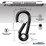 AUTMATCH Carabiner Clips, 3" Carbon Steel Spring Snap Hook Caribeener Clips Buckle Pack Grade Heavy Duty Carabiners Quick Link for Camping, Fishing, Hiking, Traveling, Circle Black, 4 Pack