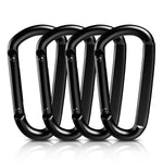 AUTMATCH Carabiner Clips, 3" Carbon Steel Spring Snap Hook Caribeener Clips Buckle Pack Grade Heavy Duty Carabiners Quick Link for Camping, Fishing, Hiking, Traveling, Platy Black, 4 Pack