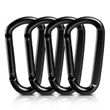 AUTMATCH Carabiner Clips, 3" Carbon Steel Spring Snap Hook Caribeener Clips Buckle Pack Grade Heavy Duty Carabiners Quick Link for Camping, Fishing, Hiking, Traveling, Platy Black, 4 Pack