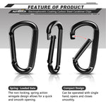 AUTMATCH Carabiner Clips, 3" Carbon Steel Spring Snap Hook Caribeener Clips Buckle Pack Grade Heavy Duty Carabiners Quick Link for Camping, Fishing, Hiking, Traveling, Platy Black, 4 Pack