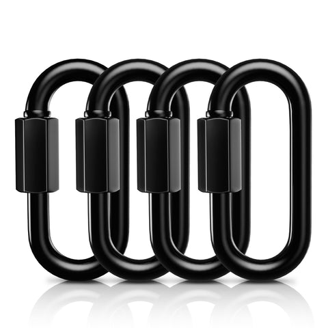 AUTMATCH Chain Quick Links, 3" Locking Carabiner Clips Spring Snap Hook Caribeener Clips Heavy Duty Chain Connector for Camping, Fishing, Hiking, Traveling, Chain Links Black, 4 Pack