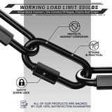 AUTMATCH Chain Quick Links, 3" Locking Carabiner Clips Spring Snap Hook Caribeener Clips Heavy Duty Chain Connector for Camping, Fishing, Hiking, Traveling, Chain Links Black, 4 Pack