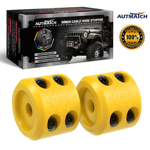 AUTMATCH Winch Cable Hook Stopper (2 Pack) Silicone  Rubber Shock Absorbent Winch Stopper Yellow