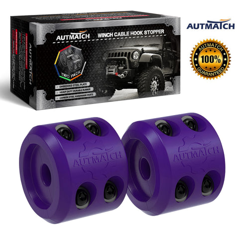 AUTMATCH Winch Cable Hook Stopper (2 Pack) Silicone  Rubber Shock Absorbent Winch Stopper Purple