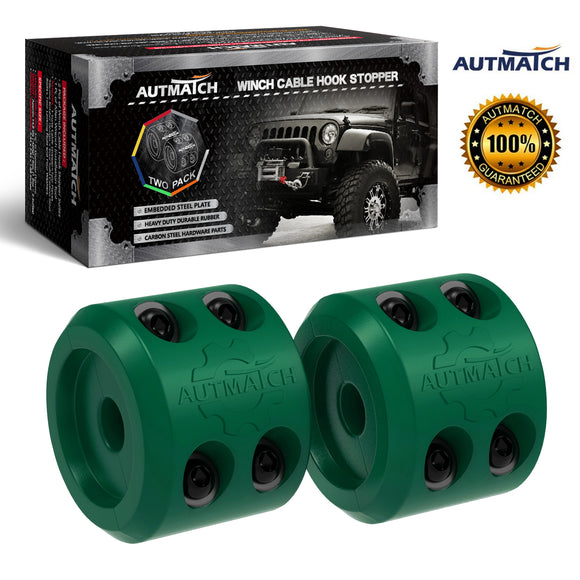 AUTMATCH Winch Cable Hook Stopper (2 Pack) Silicone  Rubber Shock Absorbent Winch Stopper Dark Green